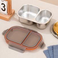Ruhan 304 Stainless Steel Two-Compartment Bento Box gray