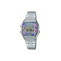 Casio Vintage serija L Skaitmeninis kvadratinis laikrodis Rožės žiedas Atsparus vandeniui Kvarcinis mechanizmas Nerūdijančio plieno apyrankė Moteriški laikrodžiai Pilkas LA680WA-2C Random Watch Box,Silver Watch Case gray