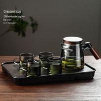 Molona Crescent Glass Teapot Set with Walnut Wood Lid black
