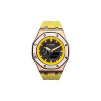 CASIO Custom Collection Quartz Movement Fluoroelastomer Strap Watch Men's Watches Black Dial GA-2100FR-3A(Watch3-- black