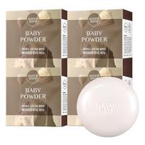 Happy Bath Original Collection Soap Baby Powder Scent, 90g, 4 pieces beige