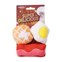 Simulation Fast Food Sushi Catnip Cat Toy Plush Hamburger Bacon Egg Interactive Self‑Play Chew Toy For Cats red