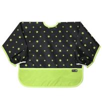 Pli? color matching waterproof long-sleeved bib, 17 black green stars, 1 piece, 1 piece black