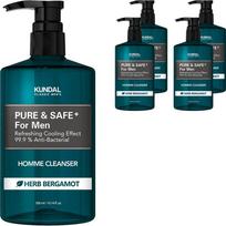 Kundal Pure & Safe Cooling Men's Cleanser Bergamot Fragrance, 300ml, 5 units black