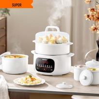 SUPOR 4L Multi-Cooker & Electric Stew Pot CN plug (adapter included) white