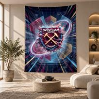 Dekoratyvinis gobelenas, West Ham United futbolo spausdintas sienos menas, Lengvas sienos pakabinamas elementas miegamojo fonui 100cmx150cm gray