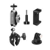 Fotoaparato laikikliai su spaustuku, dviračio vairo adapterio tvirtinimo aliuminio lydinio 1,5 kg apkrova su with phone clip sidabras