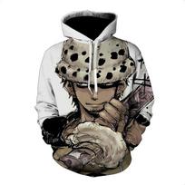 3D ONE PIECE Anime Trafalgar D Water Law Spausdintas Vyriškas Mados Ilgomis Rankovėmis Gobtuvukas Animacinis Džemperis M gray