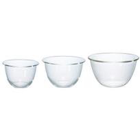 HARIO Atsparus karščiui stiklinis dubenėlių rinkinys iš 3 vnt. 900ml1500ml2200ml Pagaminta Japonijoje MXPN-3704 white
