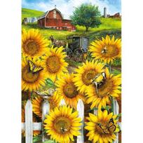 Playing tag in the sunflower jigsaw puzzle PS509, Korean popular puzzles yellow