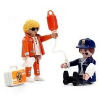 Playmobil Dvigubas rinkinys Greitosios pagalbos gydytojas ir policijos pareigūnė 70823, 1 rinkinys, populiarūs žaislai Korėjoje red
