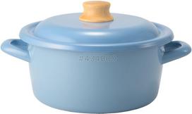 Fuji emaliuota medvilninė keptuvė-puodas 20cm pelenų mėlyna CTP-20W.AB white