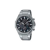 Casio Edifice Series Simple Fashion Solar Quartz Movement Stainless Steel Strap Watch Black Dial Men watches EQB-1100D-1 Silver Strap black