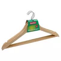 SAUBER 24850002 medinės drabužių pakabos, 3 vnt., natūralaus medžio spalvos, chromuotas sukamas kabliukas, 45 cm