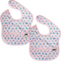 Pli? NEW waterproof baby food bibs for babies, 2 pieces, 46 pink puppies white