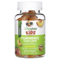 Lifeable, children's turmeric curcumin gummies, natural peach, 2,000 mg, 60 gummies (1,000 mg per gummy)