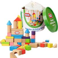 Little Tikes mediniai kaladėlės 100 vnt. korėjietiški vaikiški žaislai beige