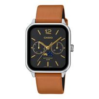 Casio Standard MTP-M305L-1AV Men's Moon Phase Brown Leather Band Stainless Steel Overseas Model black