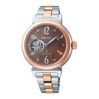 SEIKO Lukia 100 meters waterproof fashion simple style Automatic gold-plated Steel Strap 34.6mm women's watch brown dial SSVM062 mėlyna