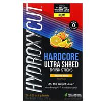 Hydroxycut, Hardcore Ultra Shad Gėrimo Lazdelės, Mandarinų Mimosa, 20 pakuočių, 0.2 oz (6 g) kiekviena