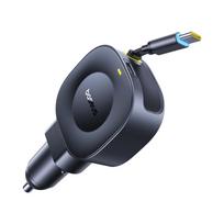 BASEUS 30W Dual-Port Car Charger with Retractable Cable