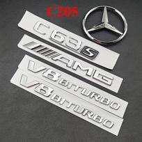 3D ABS chromo C63S raidės V8 BITURBO ženklelis Automobilio galinė žvaigždė Lipdukas Bagažinė AMG emblema Mercedes Benz C63S AMG W205 C205