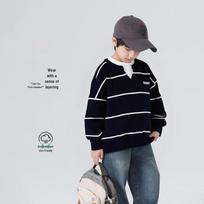 YOYO Fairytale Boys' Cotton Blend Faux Two-Piece Sweatshirt 130 tamsiai mėlyna spalva