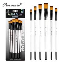 6-Piece Nylon Acrylic Paint and Gouache Brush Set for DIY Art