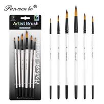 6-Piece Nylon Acrylic Paint and Gouache Brush Set for DIY Art gray