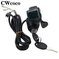 Electric Bicycle Thumb Throttle Voltmeter Digital Voltage Display Red Screen Lock Speed Control Electric E-Bike Turning Handle Throttles 2 display black