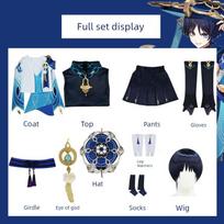 Genshin Impact Cosplay Kostiumas Wanderer Cosplay Apranga Anime Žaidimo Kostiumas Pilnas Rinkinys Vyrams Wanderer Skirmisher Costume + Hat + Wig M black