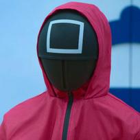 Kalmarų žaidimo sargo kaukė kvadratas apskritimas trikampis „Frontman“ Cosplay Helovino rekvizitas Square Guard Mask pink