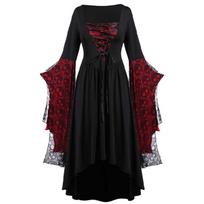 Moterų Ragana Vampyrė Suknelė Renesanso Viduramžių Kostiumas Helovino Cosplay Tinklelio Gotikinė Suknelė su Drugelio Rankove XL black
