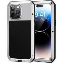 Tvirtas aliuminio metalinis dėklas, skirtas IPhone 16 15 14 13 12 11 ProMax, smūgiams atsparus Gorilla Glass metalinis dėklas, skirtas IPhone XS Max XR 7 8 For iPhone 14 Plus sidabras