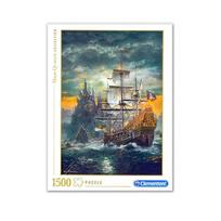 Korėjos stalo žaidimai Piratų laivo dėlionė smarkiai lyjant C31682, 1500 dalių, įvairių spalvų gray