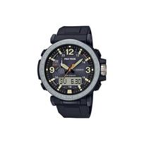Casio Pro Trek Serija Prg Lauko Laipiojimas Mada Sportas Atsparus Vandeniui Laikrodis Kvarcinis Mechanizmas Dervos Dirželis Vyriški Laikrodžiai Juodas PRG-600-1D Black Dial gray