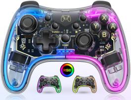Upgraded Switch RGB Light Switch Equipped with Gyro Continuous Fire Wake App Compatible with Transparent Controller, Controller, Wireless, Sensor,