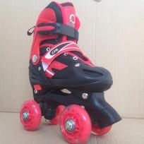 Norman Adjustable Full Flash Quad Roller Skates, Red gray