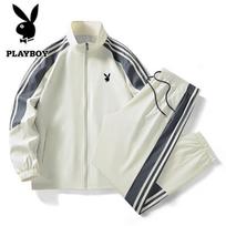 Playboy vyrų sportinis kostiumas su stovinčia apykakle 2XL juoda