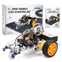 OSOYOO 2 ratų pavaros išmanaus roboto automobilio pradinis rinkinys, suderinamas su Arduino UNO R3, projektas 2WD išmanaus roboto automobilio rinkinys, atviro kodo edukacinis robotas, edukacinis gray