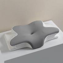 Drugelio formos atminties putplasčio kaklo atramos pagalvė šoniniams miegantiems 60*36*12 (Pillow Core + Removable Cover) šviesiai pilka spalva