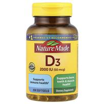 Gamta, vitaminas D3, 2000 TV (50 mcg), 250 minkštųjų gelių