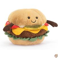 Jellycat Amuseables Hamburger Plush Toy 4.5 Inch Food Fun Gift Idea beige