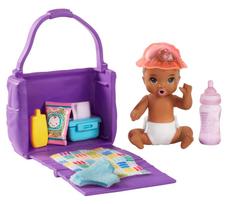 Barbie Baby Care Play Set Includes a Doll and Ages (4.45x16.51x16.21cm) - Dress-Up Accessories, 3+ (GHV86) brown