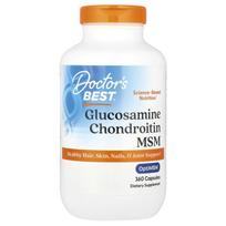 „Doctor's Best“, gliukozamino ir chondroitino MSM, 360 kapsulių