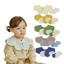 Konny Reversible Bib Set of 5 Baby Bibs Rolling Absorbent and Simple for Girls and Boys Baby Coordination Baby Shower Gift Stylish Present 5 Forest beige