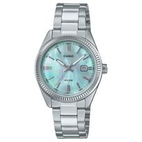 Casio 50M atsparumas vandeniui Kvarcinis mechanizmas Nerūdijančio plieno apyrankė Unisex Motinos perlo ciferblatas Unisex laikrodžiai LTP-1302DS-2AV Random Watch Box,Mother-of-Pearl Color Watch Dial white