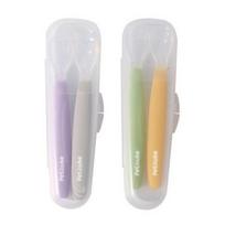 Petit Nube Silicone Baby Food Spoon + Case Set, GRAY + PURPLE + GREEN + YELLOW, 2 sets white