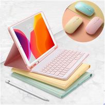 Klaviatūros dėklas su pele iPad 10 kartai iPad 2025 ir iPad Miela klaviatūra su nuimama klaviatūra ir pieštuku Populiarus tarp moterų (2022, beige