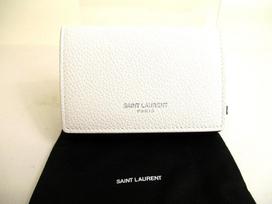 Autentiška Saint Laurent YSL juoda balta dvispalvė odinė trisluoksnė piniginė Kompaktiška piniginė #9977 Refurbished